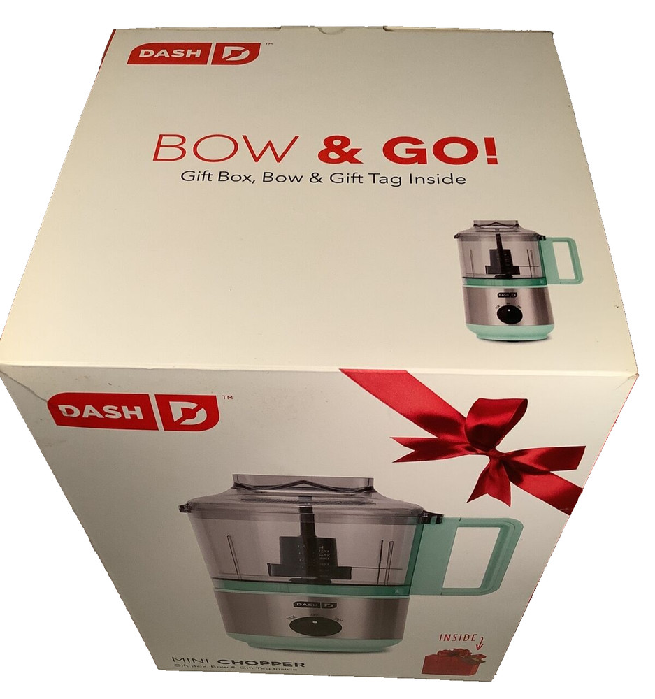 DASH Bow & Go! Mini Chopper w/Gift Box, Bow & Gift Tag inside Box -New Open Box-