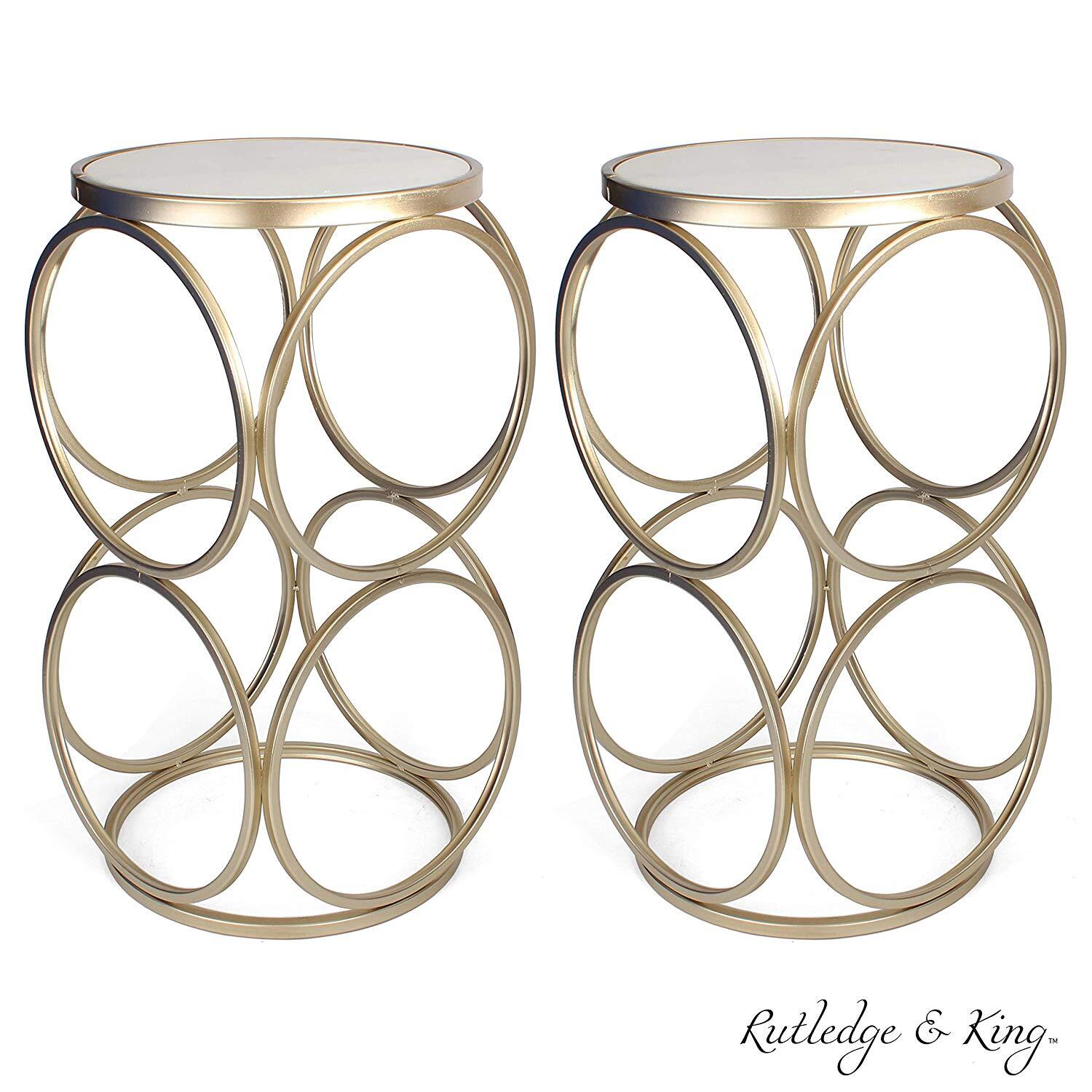 Rutledge & King Round Britton End Table - Metal End Table with Marble Top