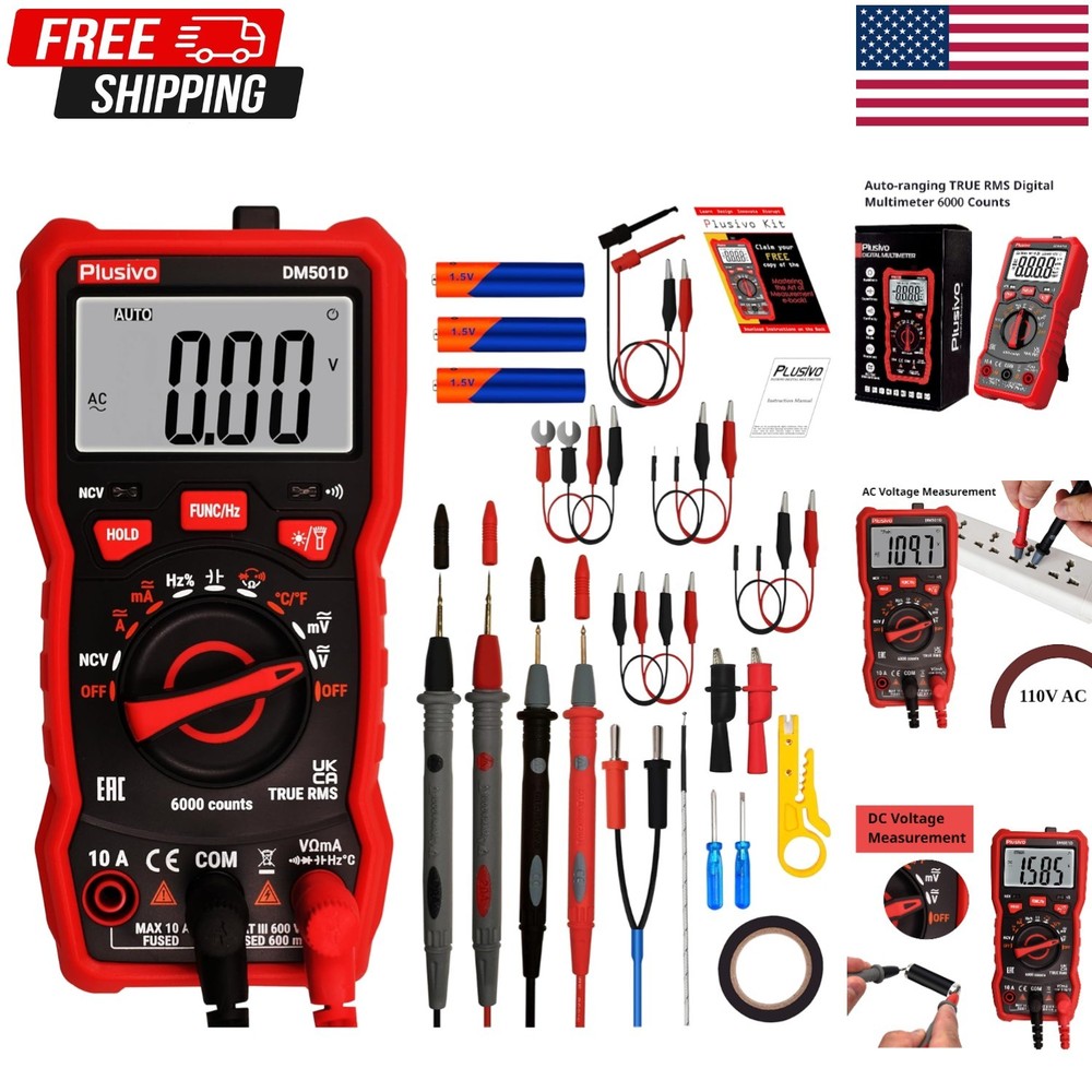 Multimeter 6000 Counts Digital Multimeter Auto Ranging TRMS AC DC Voltmeter Ohm