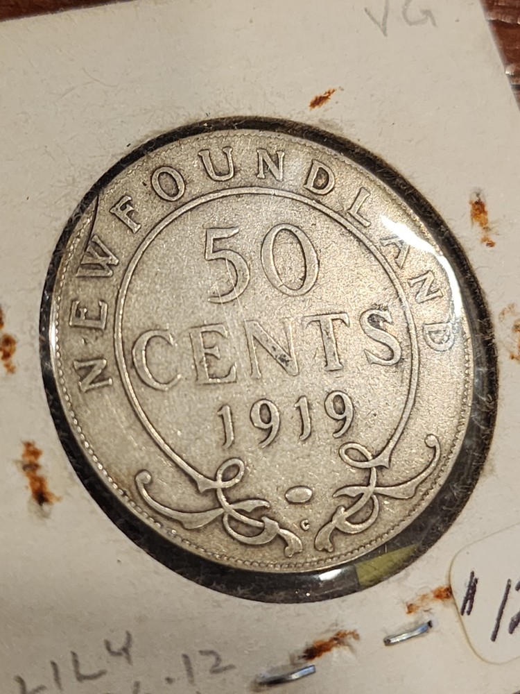 1919C Newfoundland 50 Cents Silver Coin