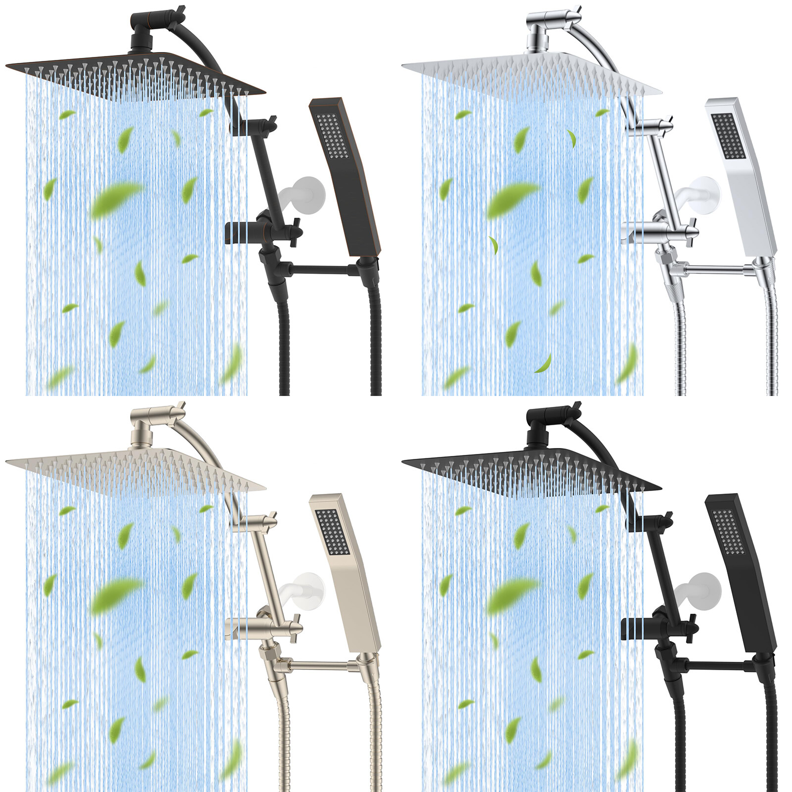 10 inch High Pressure Shower Head Rainfall Shower Head Combo with Handheld Spray