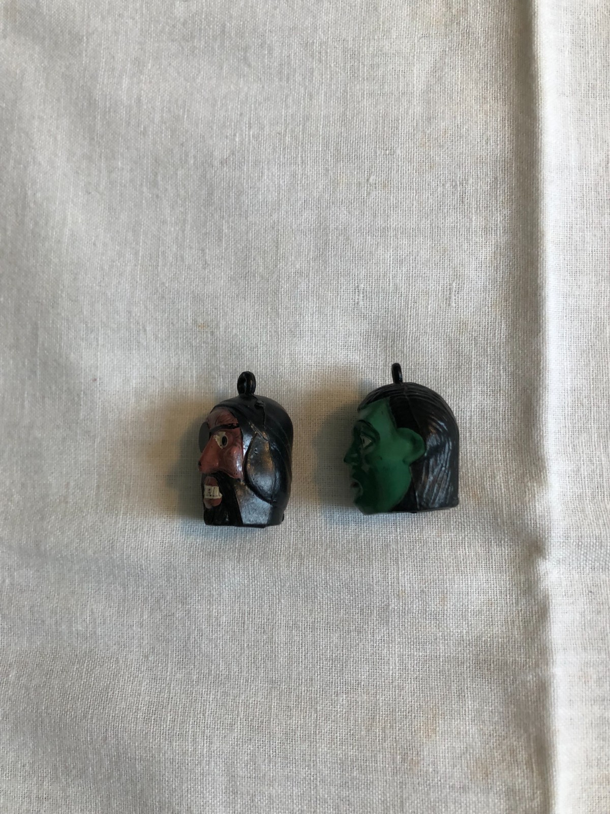 VINTAGE MONSTER & PIRATE HEAD GUMBALL CHARM / PENCIL TOPPER HONG KONG 1960'S