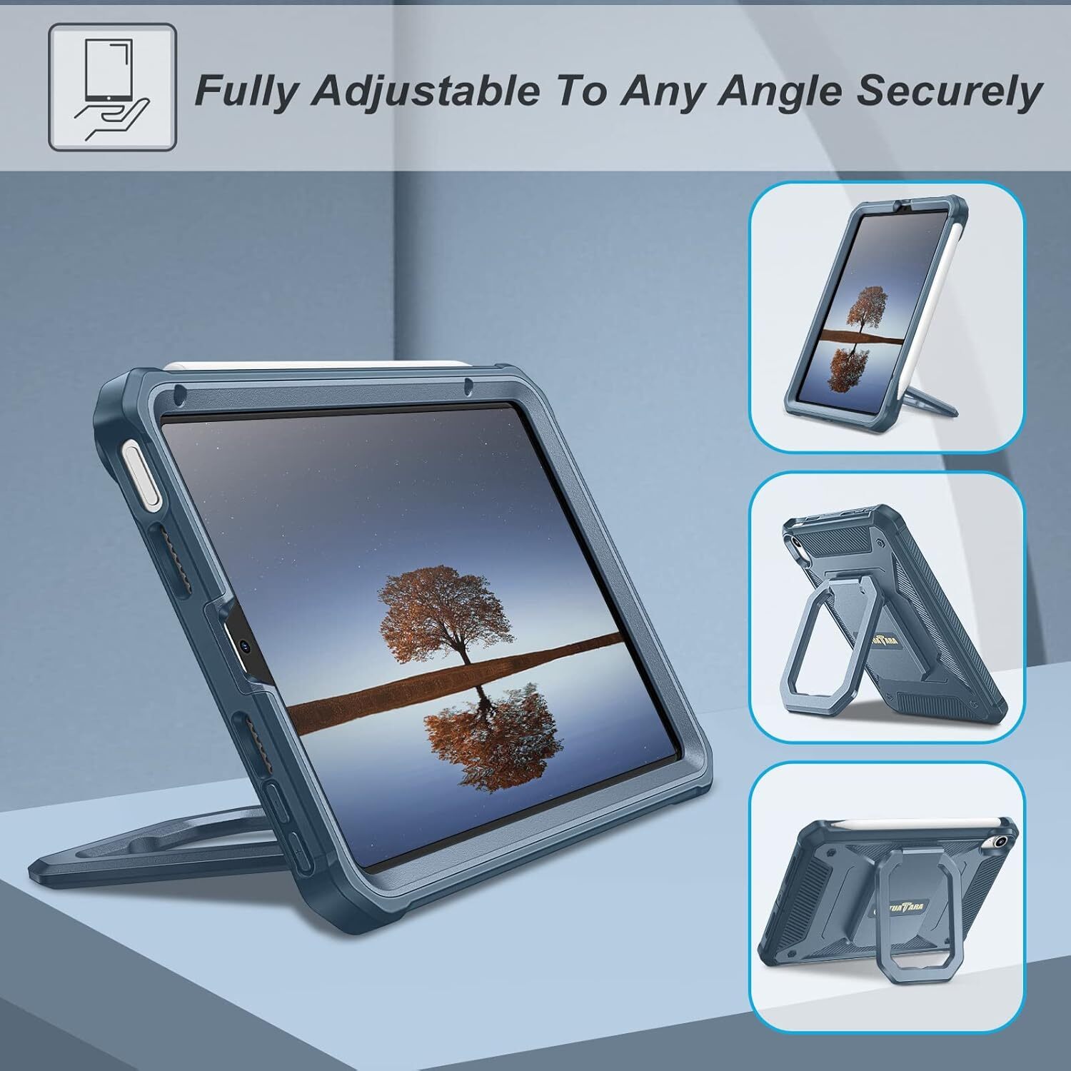 Case for iPad Mini 7 (A17 Pro) 2024/ iPad Mini 6 Rugged Cover w/Screen Protector