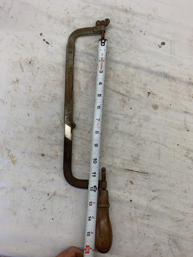 Vintage Adjustable IMCO Hacksaw Frame With Round Wood Handle - FRAME ONLY