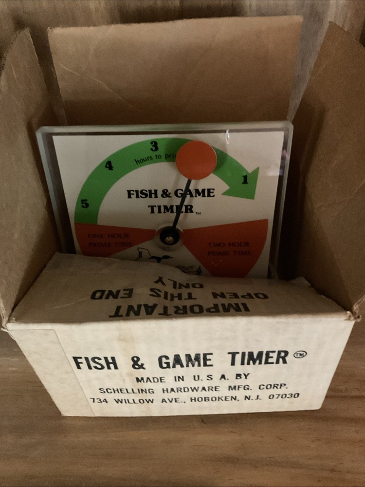 Vintage Louis Schelling Fish & Game Timer Clock in original box & instructions