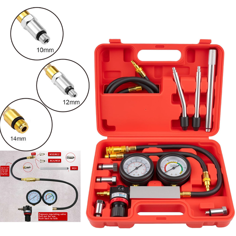 Multi-Function Cylinder Leak Down Tester Gasoline Engine Compression Gauge Test