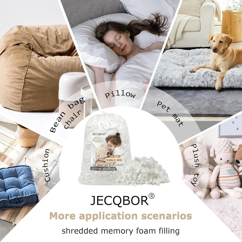 High-Quality 5lbs Memory Foam & Polyester Fiber Stuffing for Ultimate Comfort