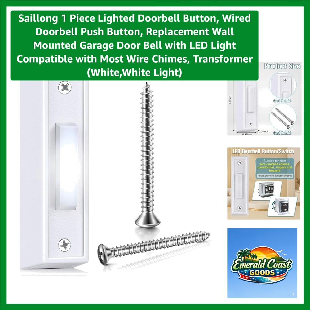 Elegant Wired Doorbell Button with Night Light - Quick Install & Power-Saving