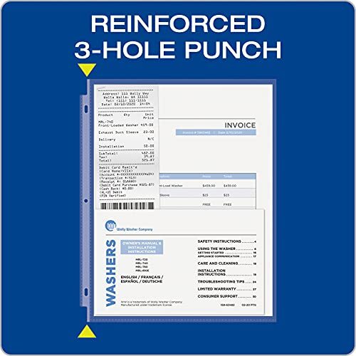 Sheet Clear Finish, Top Load, Letter Size Plastic 100 Count Protectors