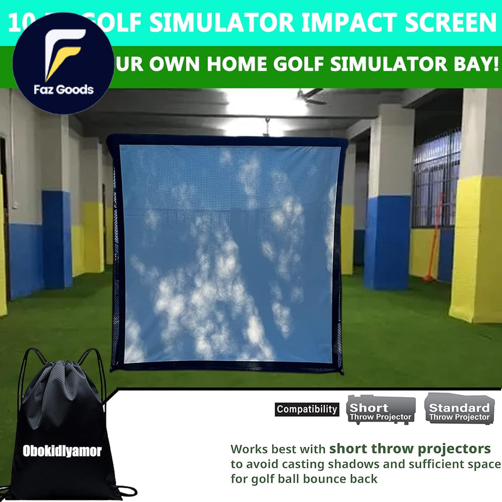 Golf Simulator Impact Screen with Black Double Layer Blackout Cloth Shank Side