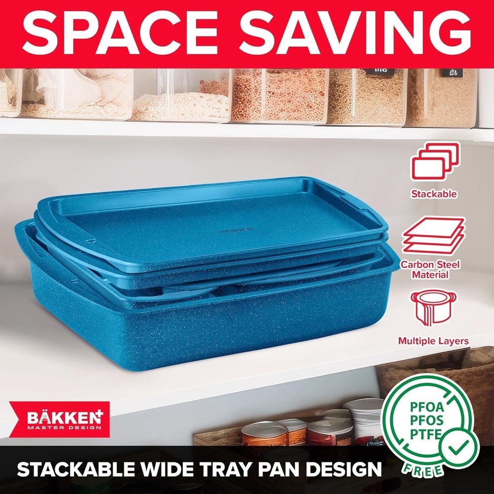 Bakeware Sets Nonstick Carbon Steel Baking Sheet & Pans Stackable 10-Piece