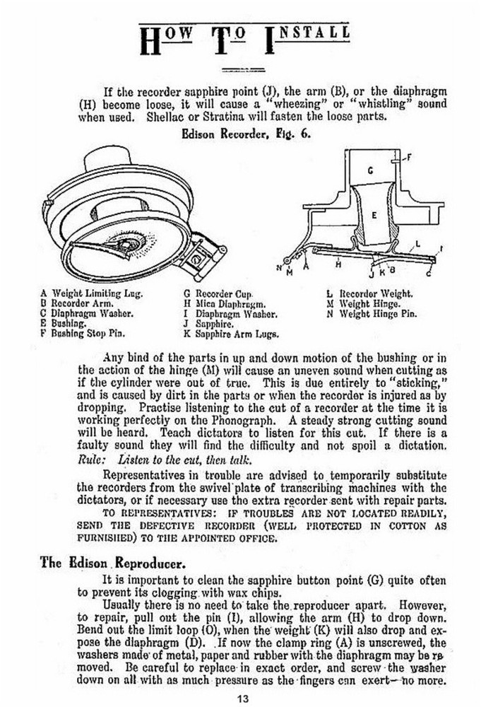 Edison Phonograph Installing Business Commercial System Reproduction