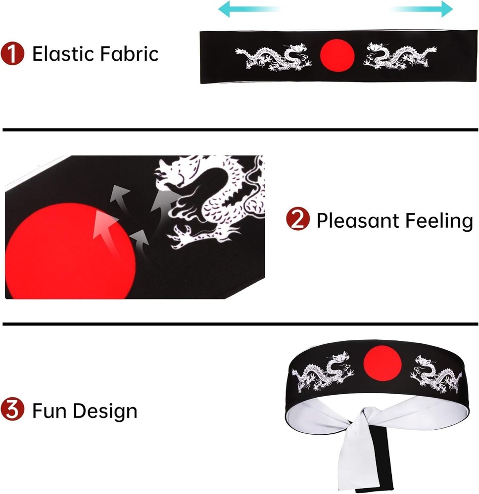 Versatile Reversible Warrior Headband - Ideal for Halloween & Karate Training