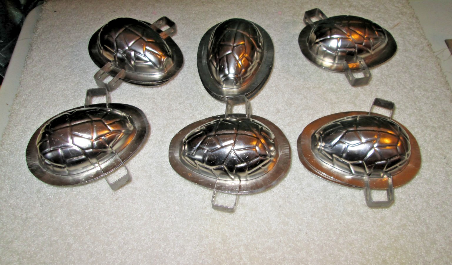 6 stainless steel Easter egg ice cream molds vintage