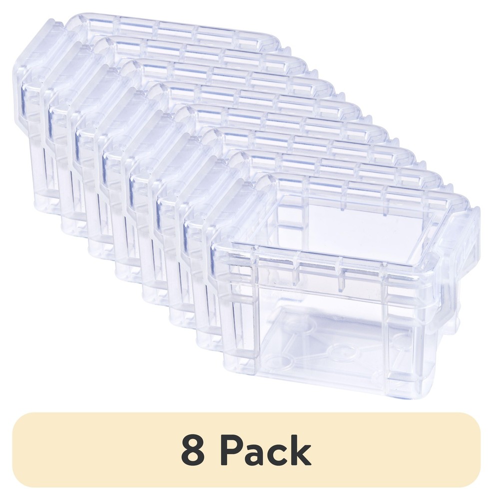 8 Pack Clear Plastic Pixie Storage Boxes - Desktop Organizer Set