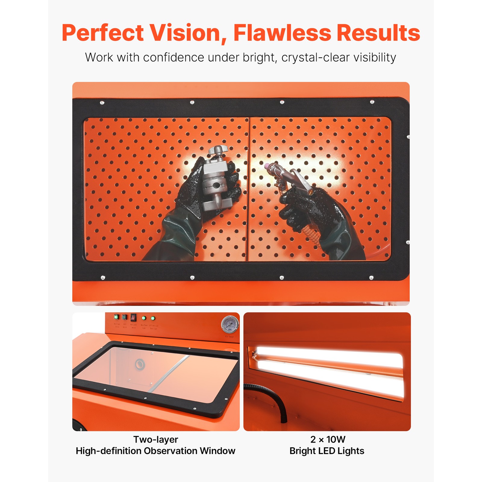 Uimoso 115 Gallon Steel Sandblasting Cabinet, Heavy Duty, 40-120 PSI