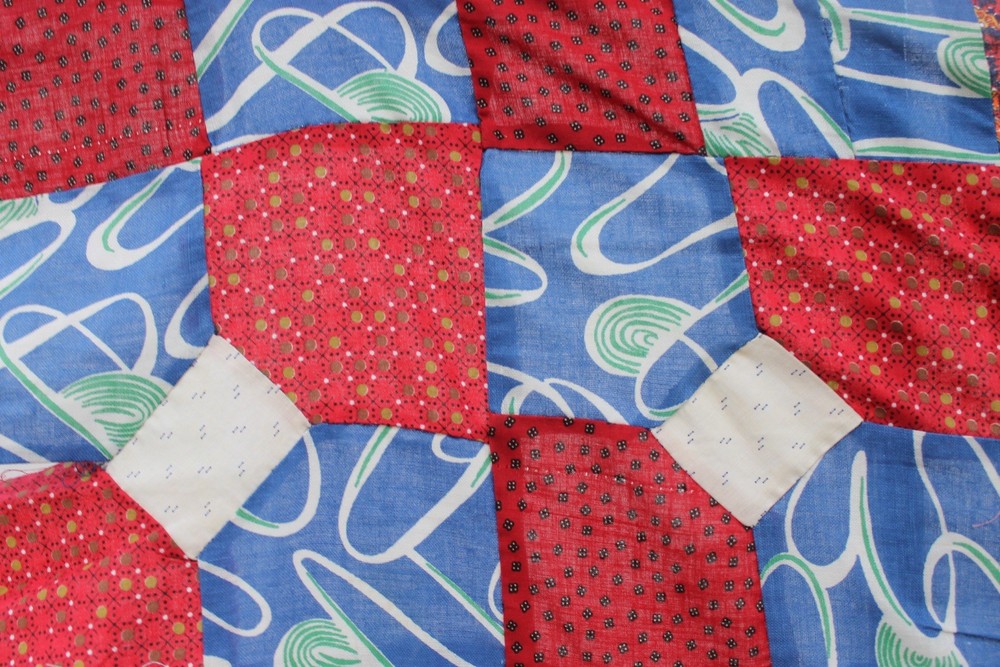 Vintage Scrappy Checkered Patchwork Quilt Top