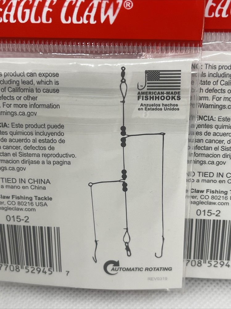 2X Eagle Claw 015-2 Crappie Rig Size 2