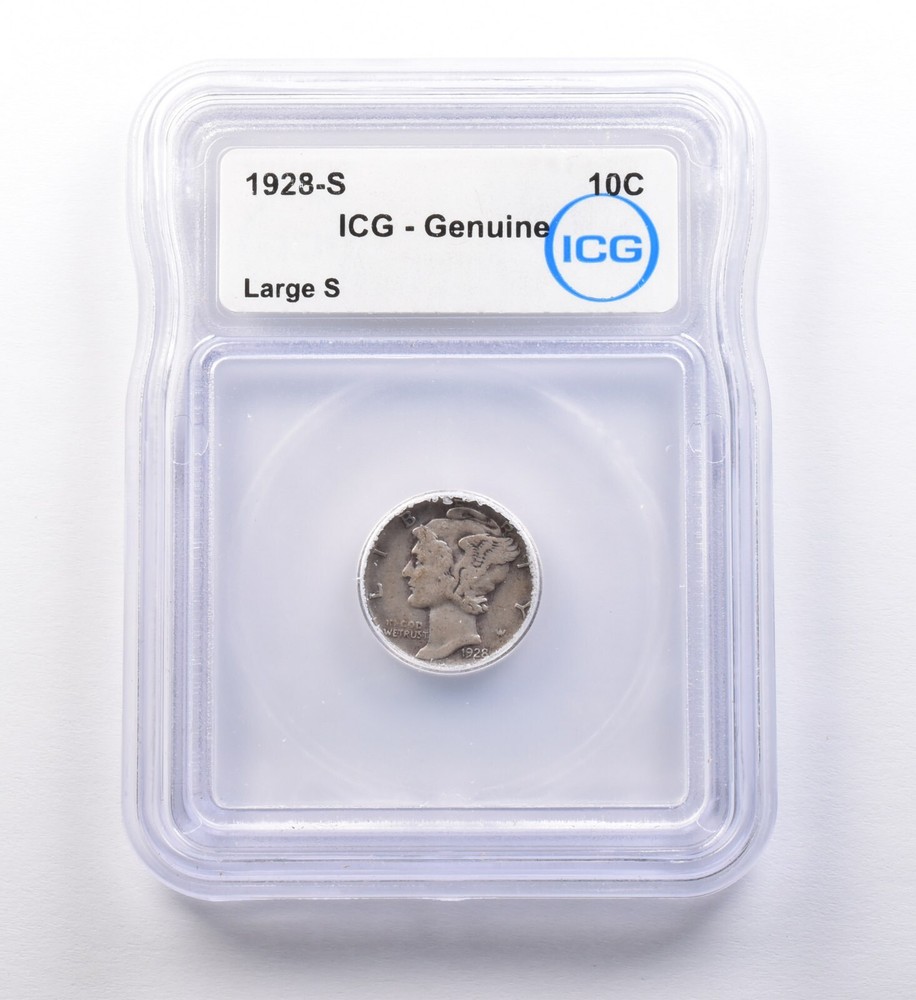 1928-S Mercury Dime Large S Genuine ICG *9708