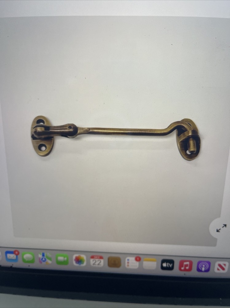 Solid Antique Brass 4 Hook And Eye Lock