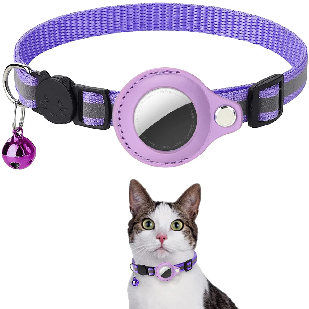 Cat Airtag Holder Collar Breakaway Reflective Strips Adjustable Kitten Collar Wa