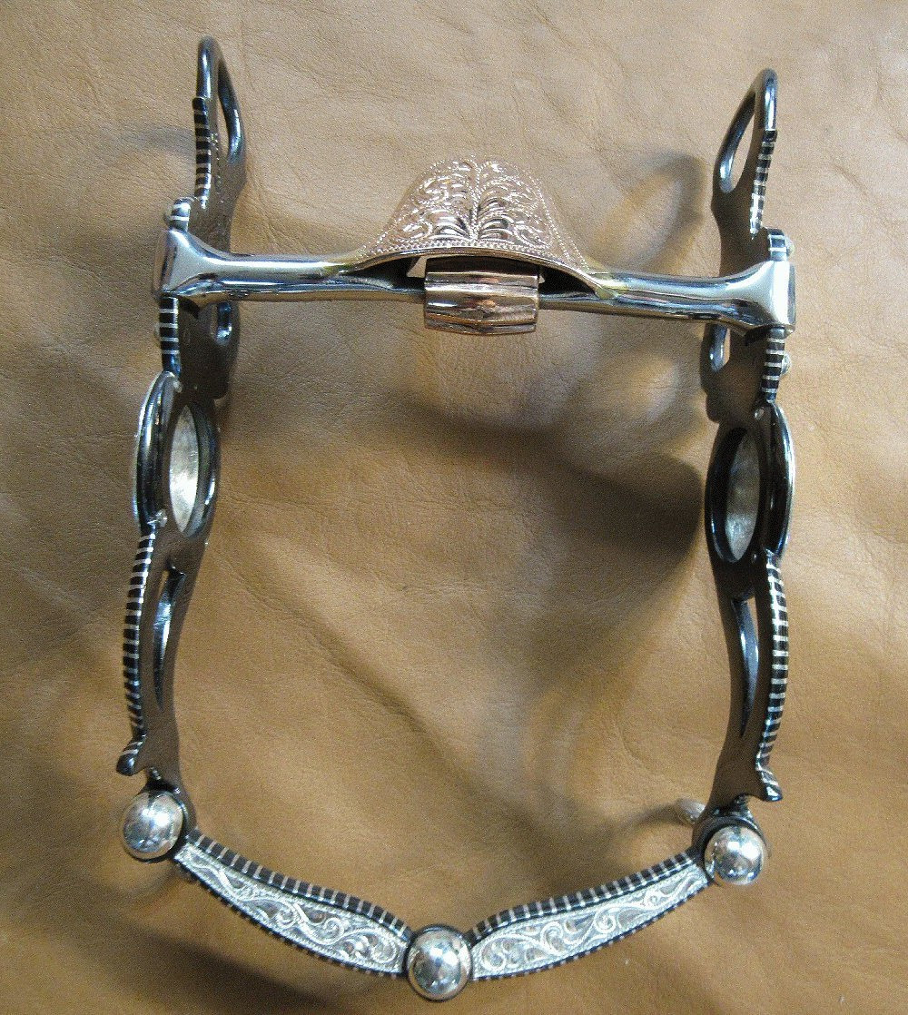 E Garcia Silver Bit Concho With Inlays Salinas Mouth Black Finish
