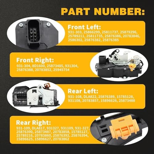 4 Pcs Front and Rear Door Lock Latch Actuator Compatible with Silverado