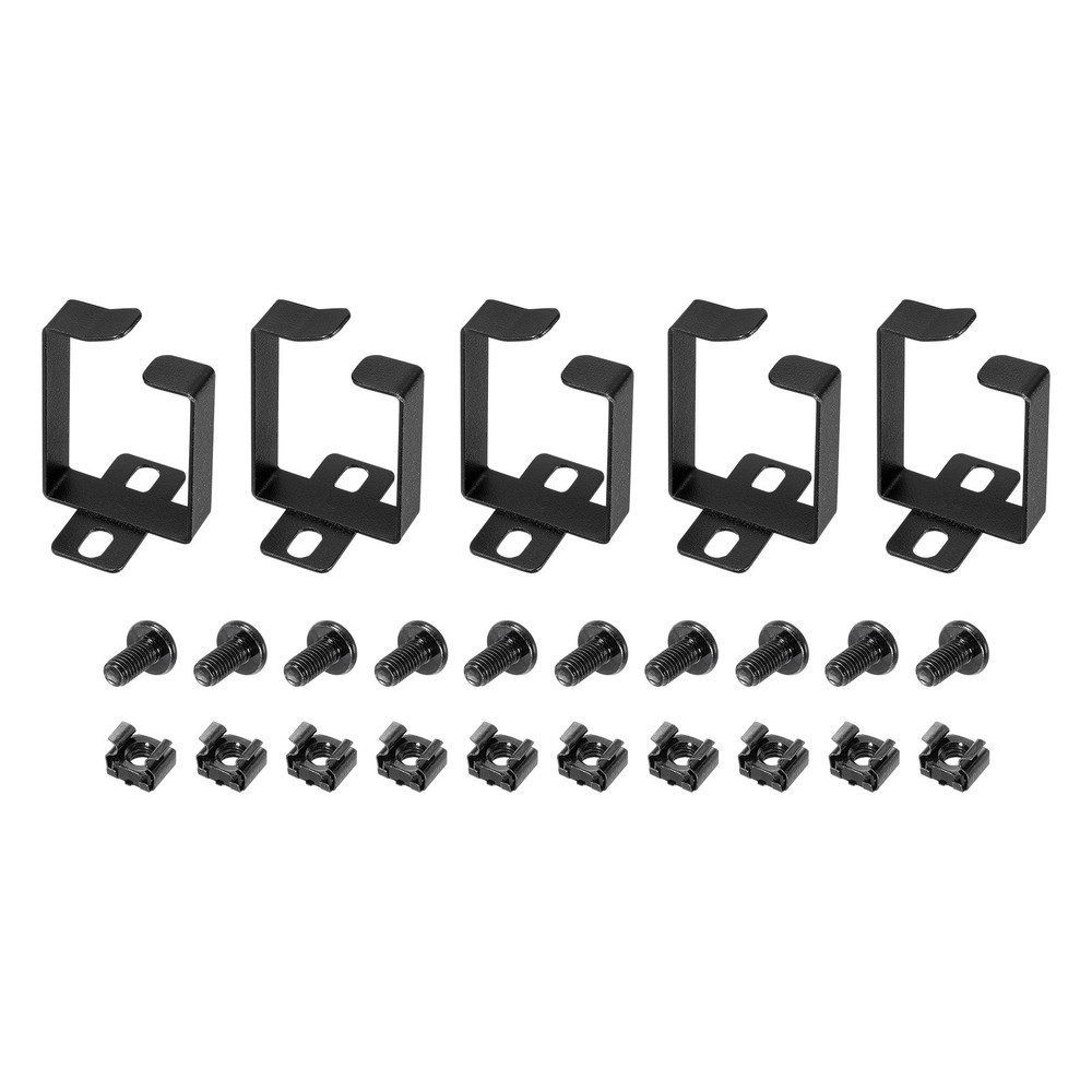 Server Rack Cable Management D Ring Hook Bracket Organizer Black Color/5 Set