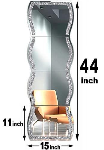 ZOLAPI Full Length Wall Mirror,Wave Pattern Irregular Crushed Diamond Full Body