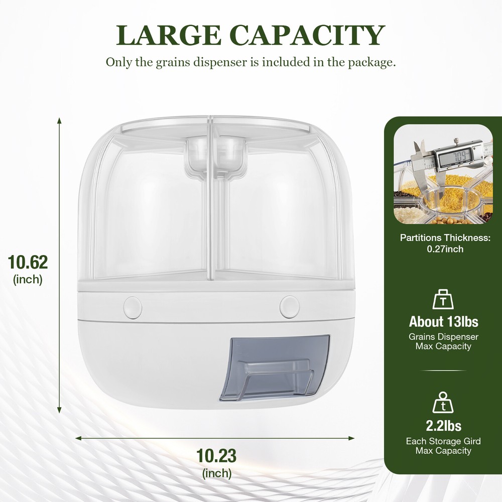 360° Rotating Grain Case Cereal Dispenser Storage Box Kitchen Rice Container New