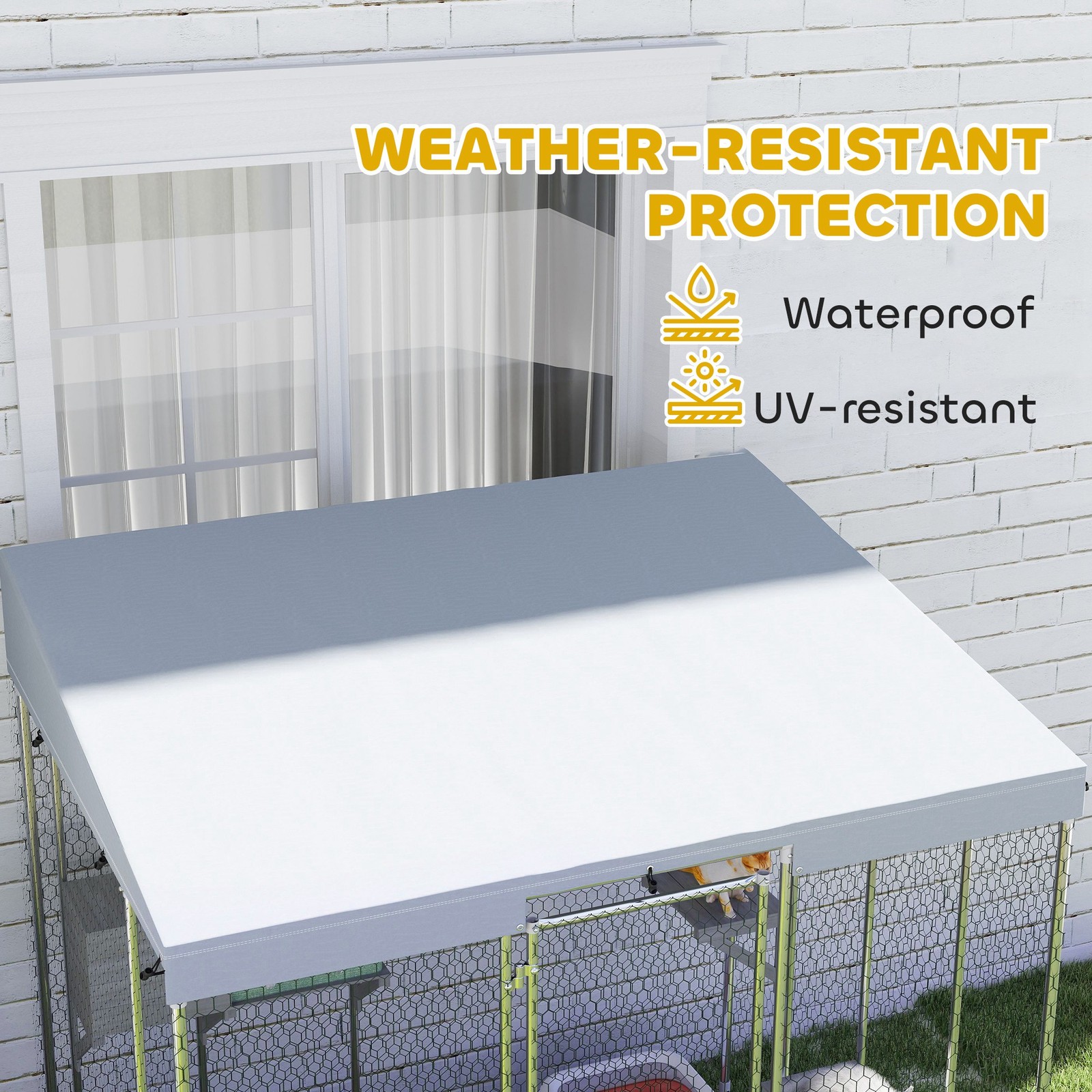 PawHut 79" Large Catio, Galvanized Steel Outdoor Cat Enclosure with Canopy