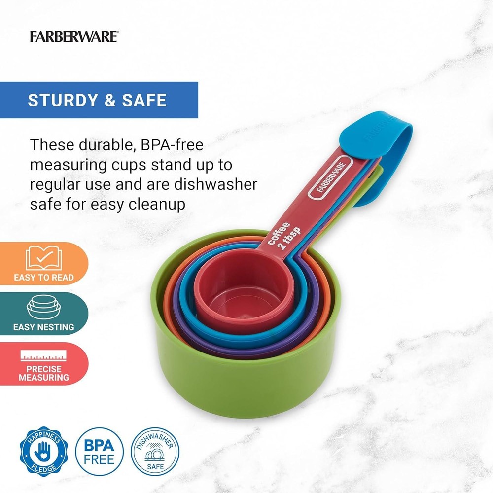 Professional 5-piece Measuring Cup Set with Coffee Scoop Durable Plastic Kitchen
