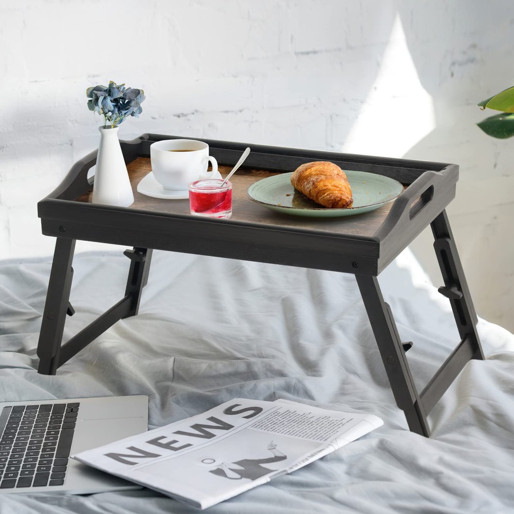 2 Pack Bed Tray Table Breakfast Trays Serving Tray Adjustable Height for Eati...
