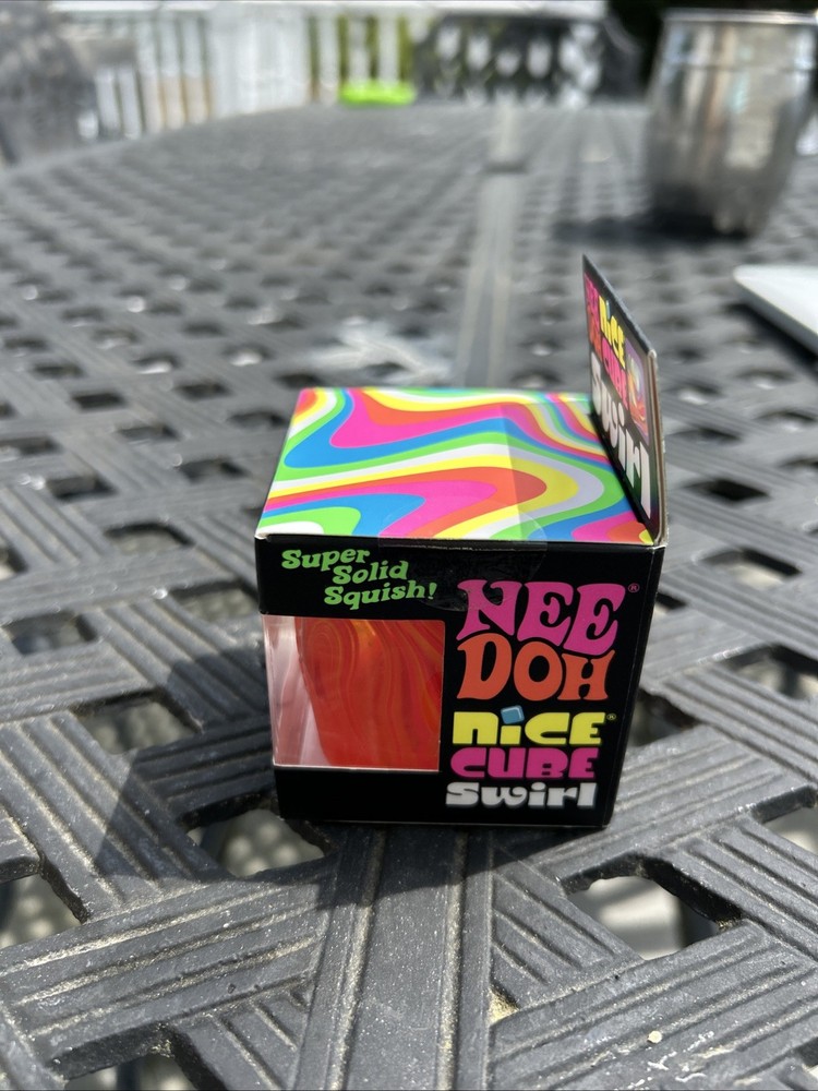 ORANGE Schylling NeeDoh Nice Cube Swirl. Super Solid Squish AUTHENTIC