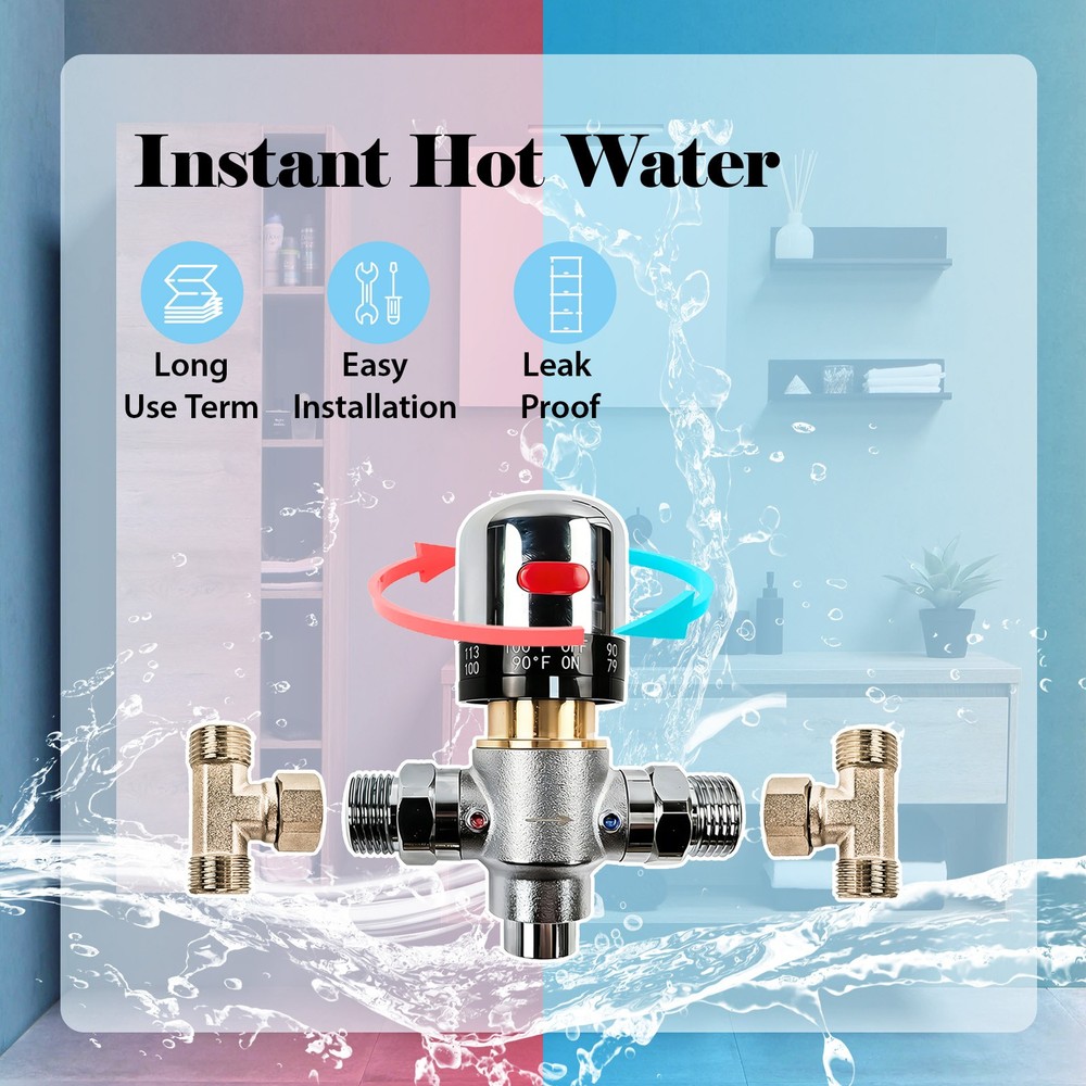 Sensor Valve Adjustable Temperature Bypass for Instant Hot Water Recirculating