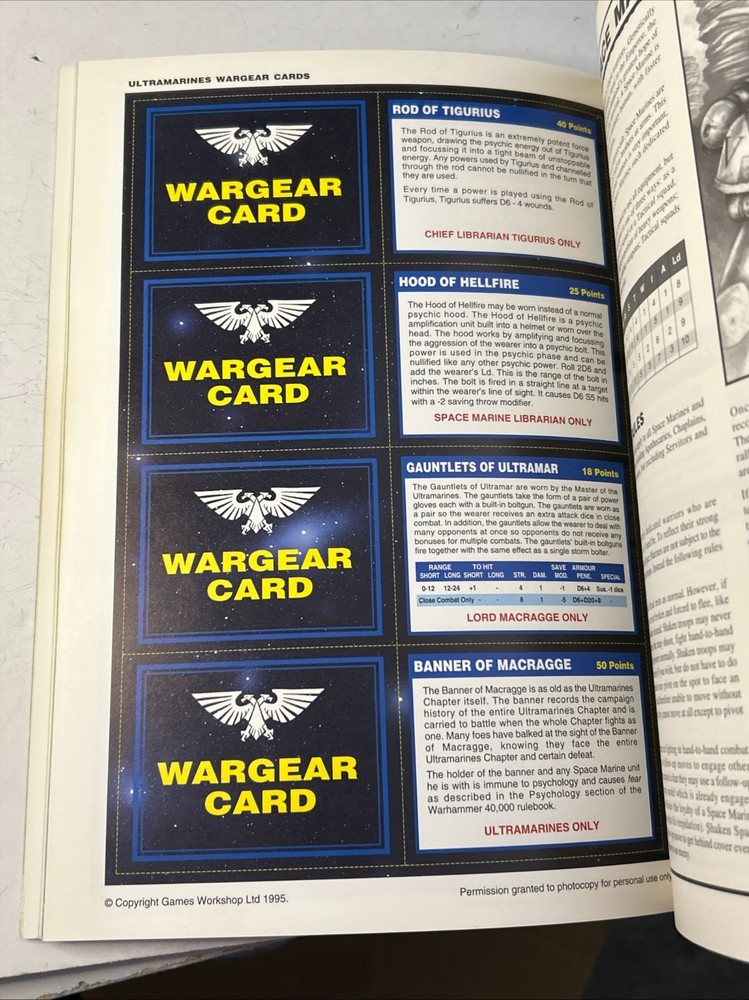 Warhammer 40k 2nd Edition Ultramarines Codex Book 1995 Excellent Condition OOP