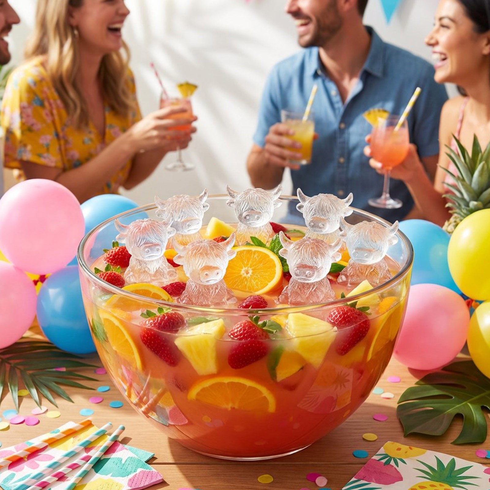 Mini Highland Cow Ice Cube Mold,Cute 3D Highland Cow Silicone Ice Cube Tray KU