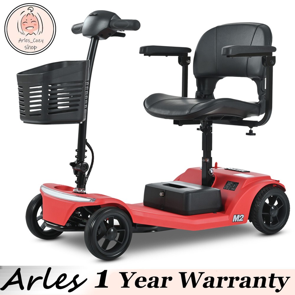 4 Wheels Foldable Mobility Scooter 20 Miles 330bs Capacity 5 MPH w/ LED Light