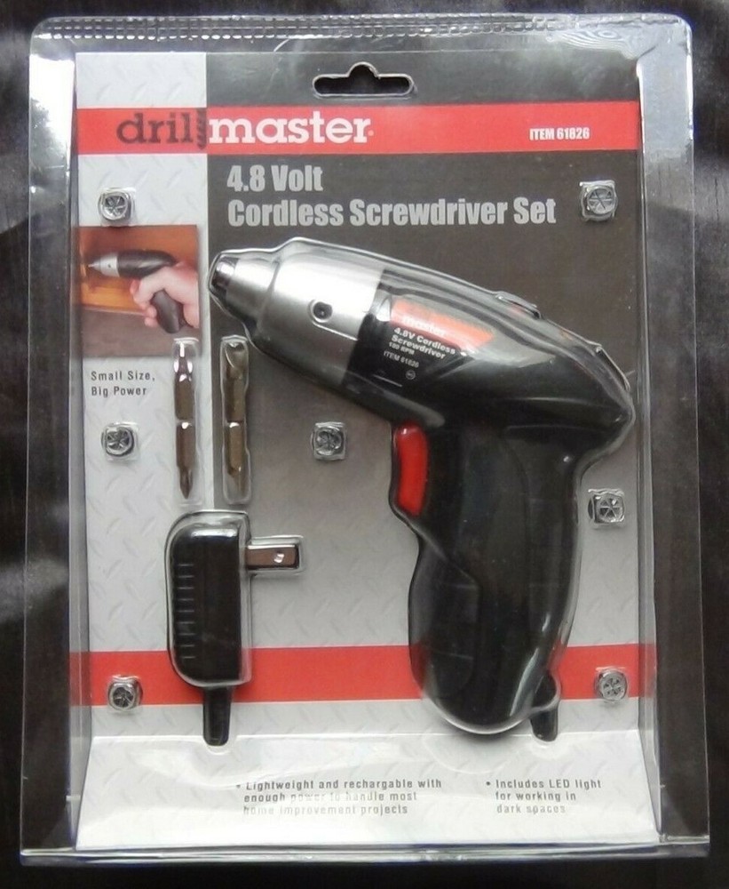 Cordless Screwdriver Kit 4.8 Volt 1/4 Home improvement light duty Drillmaster