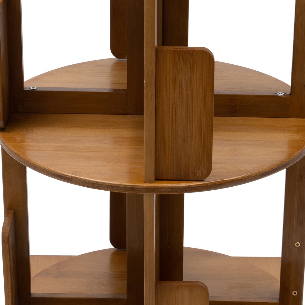 Multi Storage Table, Side Table with Rolling Wheels, Removable Swivel Bookcase