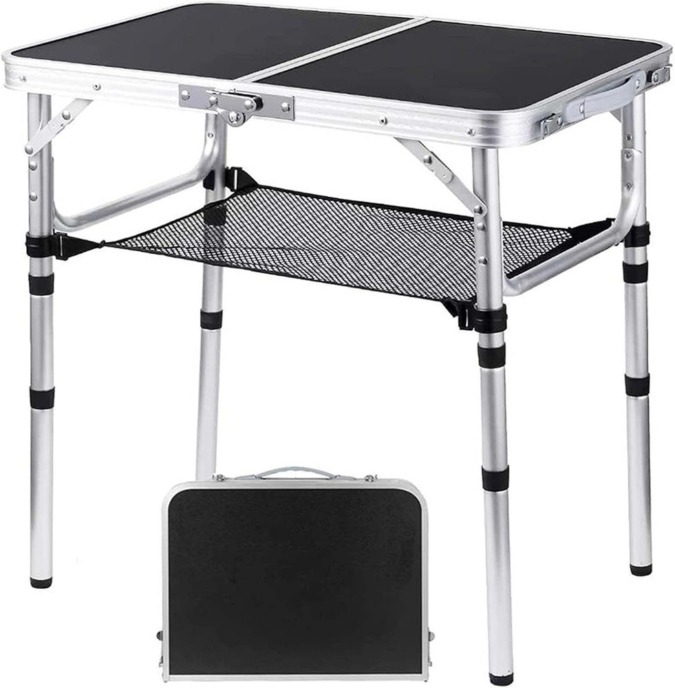Folding Camping Table Adjustable Height Folding Table Portable Aluminum Small