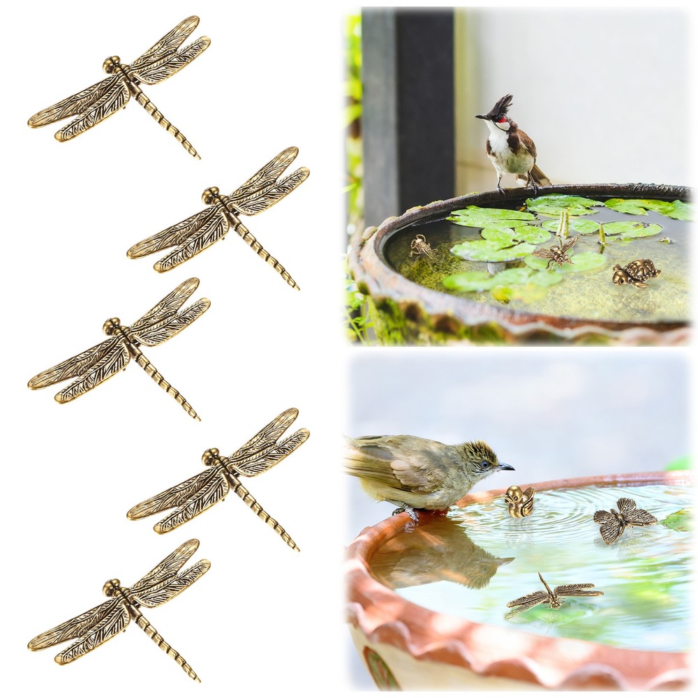 5-Pack Bird Bath Copper Disk, Mini Bird Bath Copper Ornaments [Dragonfly]