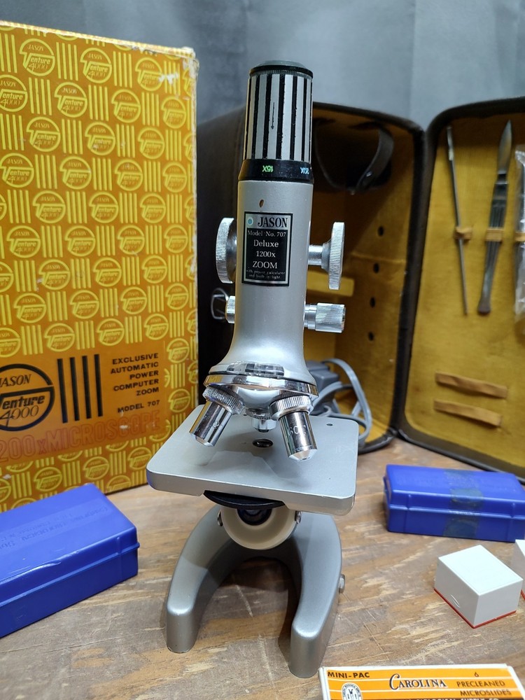 Vtg Microscope Jason Venture 4000 Model 707 W/Case&Box