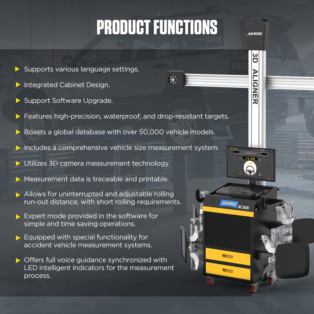 AUTOOL Wheel Alignment Machine Wide Vehicle Database 3D Alignment System Aligner
