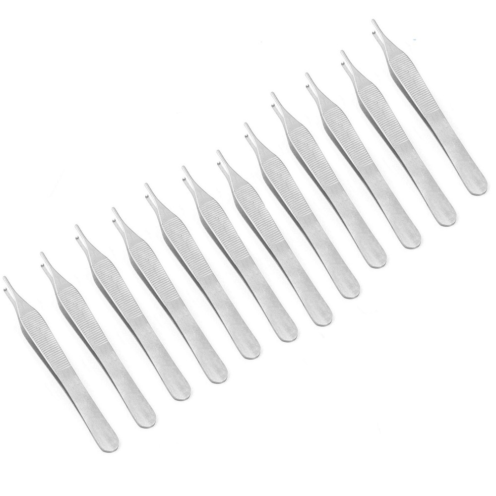 12 Pack Adson Tissue Forceps Straight 1x2 Teeth 4.75" Surgical Instruments