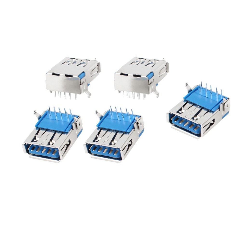 5pcs Single USB 3.0 Type A Female Right Angle 9 Pin Hot Socket Jack