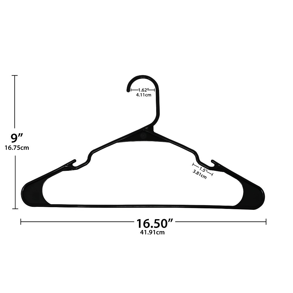 Plastic Clothes Hangers, Black, 50-Count, Lightweight & Durable for Everyday