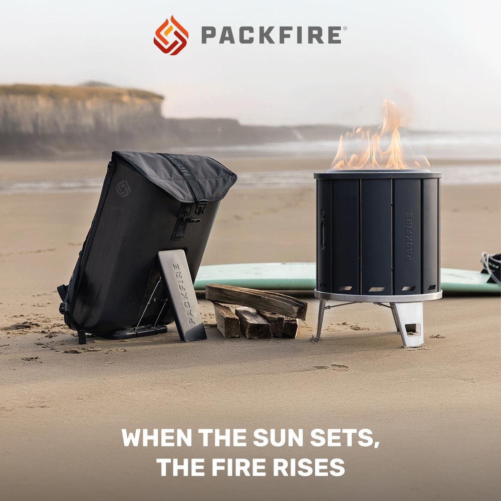 Portable Camping Fire Pit - Packable Fold-Flat Design, Smokeless Burn, Stainl...