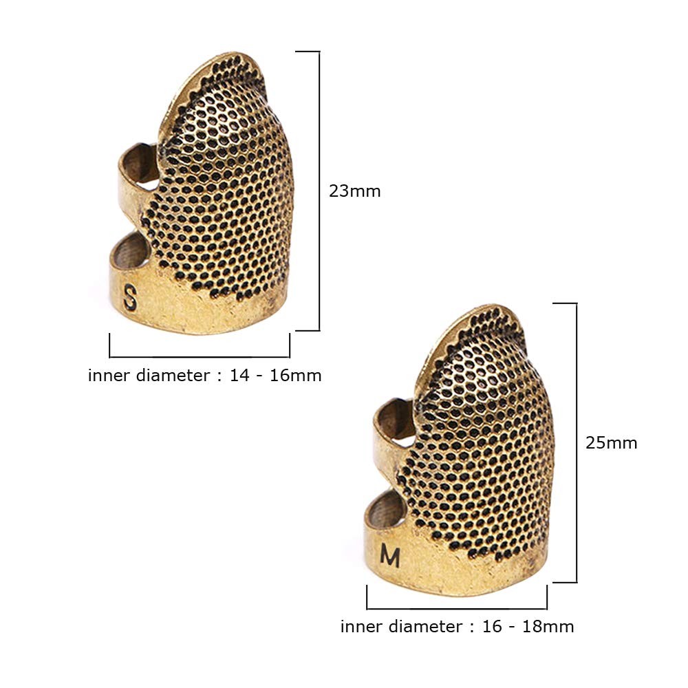 4 Pack Sewing Thimble Finger Protector, Adjustable Metal Shield...