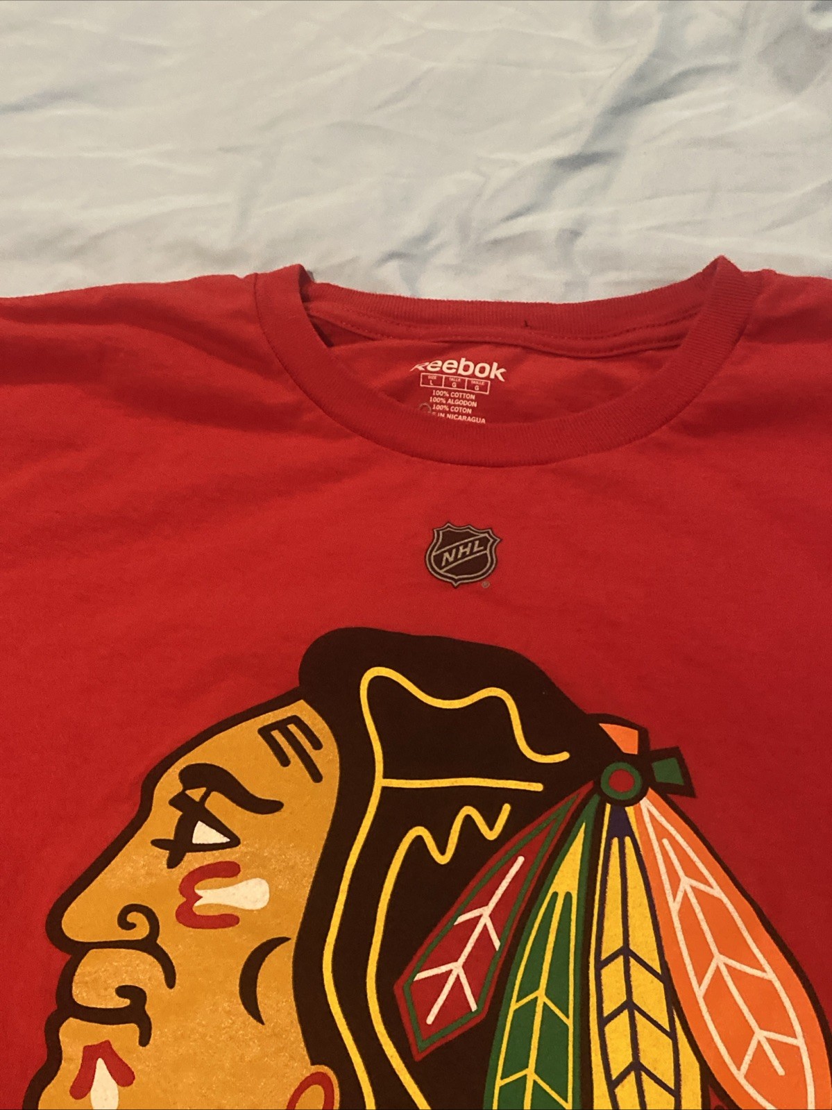 Patrick Kane #88 Chicago Blackhawks Reebok Men’s Large T Shirt Red NHL